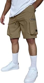SMOWKLY Men’s Cotton Cargo Shorts |Casual Summer Shorts for Men|Mens Half Pants| Regular Fit Multi Pocket Shorts Men Elastic Waist Drawstring Outdoor Travel Streetwear