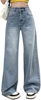 KOTTY Women Trendy Wide Leg Jeans High Waist Baggy Fit Denim Streetwear Jeans