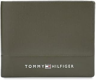 Tommy Hilfiger Men's Cuiaba Slimfold Wallet - Olive | Leather with Liner Texture | Ultra-Slim Minimalist Design | Stylish Purse for Men
