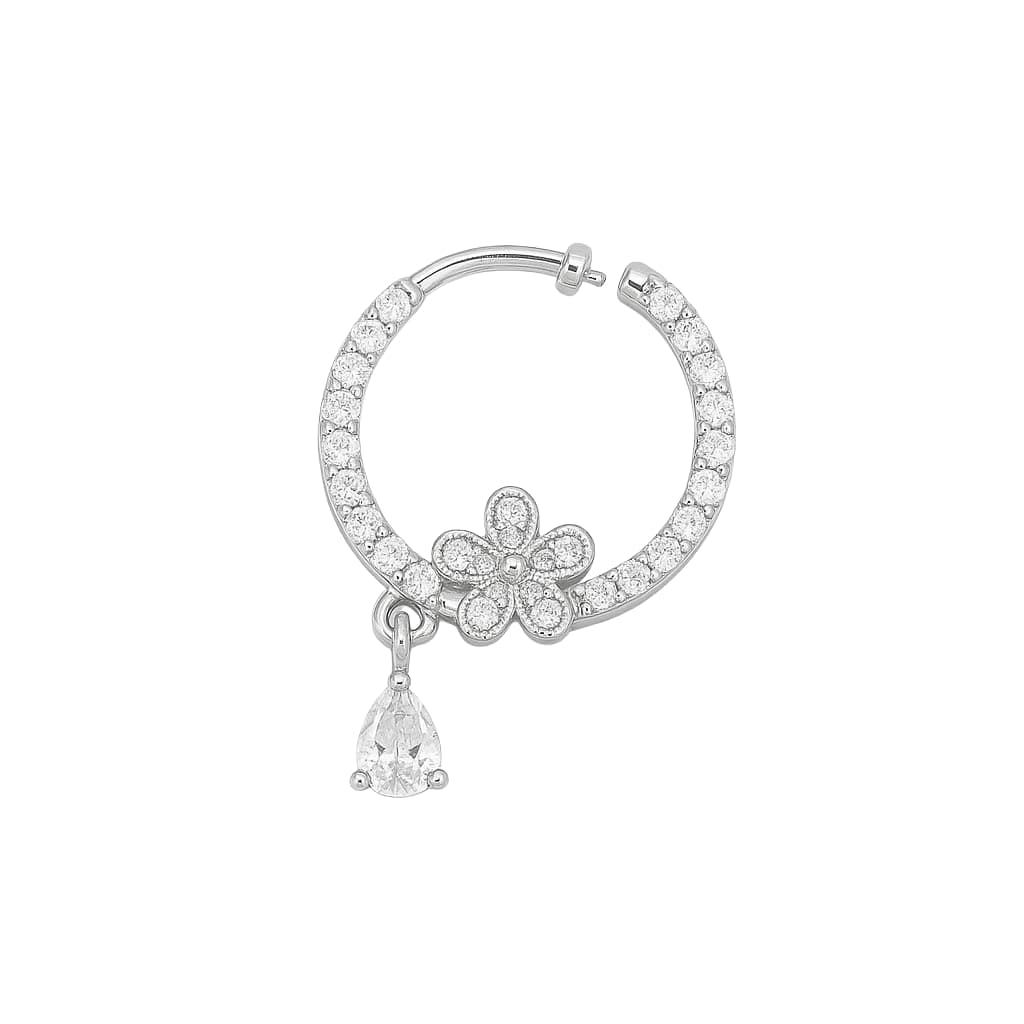 GC PREMIUM JEWELLERY Trendy Nosepin with American diamonds Embellished Circular Frame