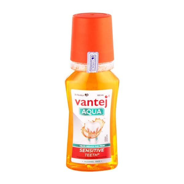 Vantej Dr. Reddy's Aqua Advanced Protection Mouthwash | Perfect For Sensitive Teeth | Fast Acting Pain Relief In Just 3 Days | Fresh Minty Breath | 100 Ml