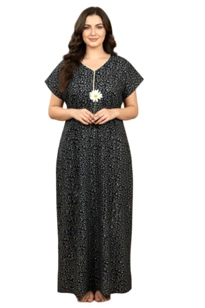 Bahumaan Pure Cotton Nighty for Woman | Floral Gown for Women Nightwear with Pocket | Cotton Nighty for Women Stylish | Perfect for Daily Comfort | Maxi Women