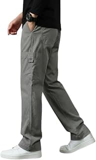 SMOWKLY Cargo for Men | Cotton Cargo Pant | Lower for man | Elastic Drawstring Waist Straight Fit Bottoms | Comfortable Breathable Cargos for Casual, Office Wear
