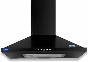 Glen Hood Aqua 60cm Pyramid Shape Kitchen Chimney | 1000 m³/hr Suction | Baffle Filter | Push Button Control | LED Light | Angular Design | 1 Year Comprehensive Warranty & 5 Year on Motor| Black