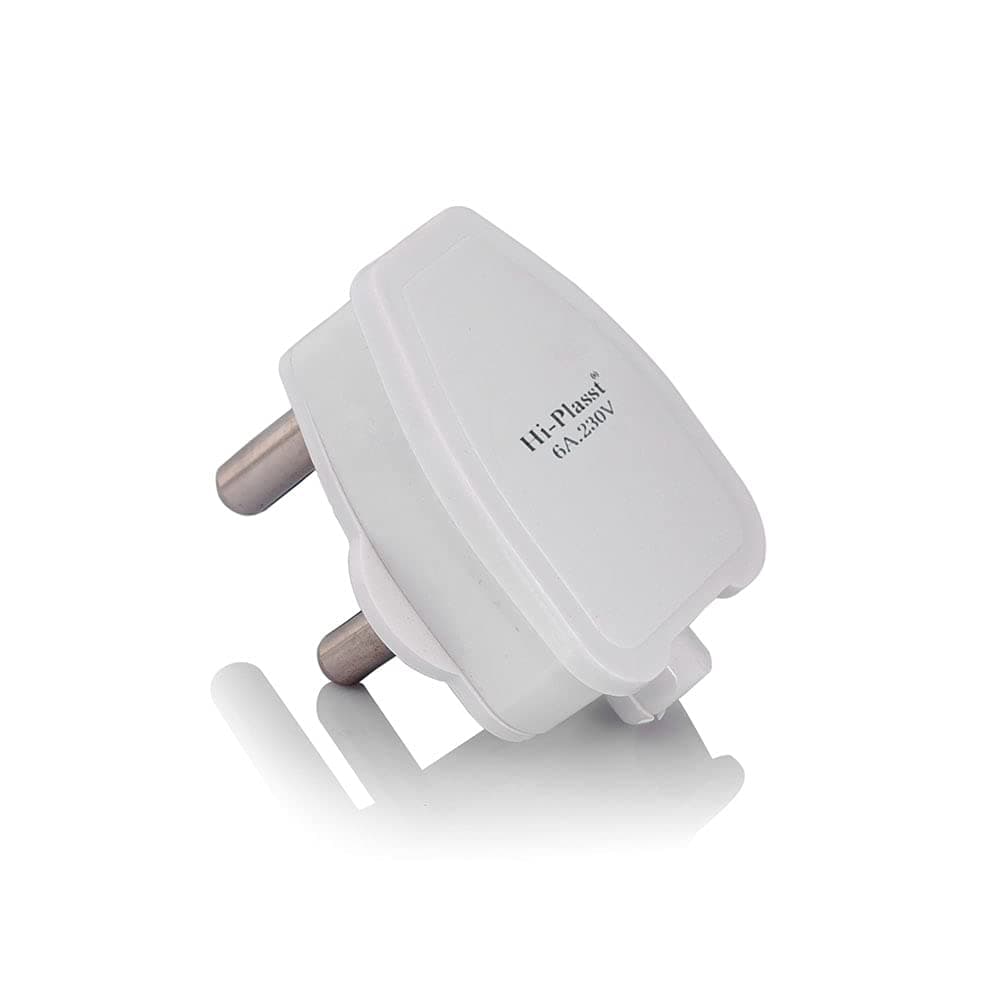 Hi-Plasst 6A 3-Pin Plug Top (Pack of 1) Heavy Duty, Fire-Resistant Electrical Plug for Iron, TV, Home Theatre, Speakers, Hair Dryer, Mixer Grinder| 6 Amp | Easy Installation or Replacing old Plug Top