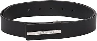 Louis Philippe Men's 100% Italian Leather Shiny Nickel Buckle Formal Profile Belt