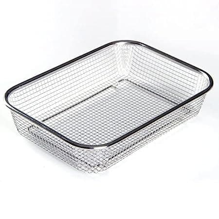 Large Stainless Steel Colander Strainer, 6 Quart Mesh Vegetable Washing Basket, Rectangle Drainer Sink Basket for Vegetable Fruit Food (15" x 11" x 2.6")