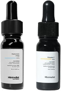 Minimalist Hydration & Brightening Skincare Bundle | Hyaluronic Acid Serum + Brightening Face Serum | For Glowing, Plump & Even-Toned Skin | Lightweight Daily Routine
