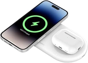Belkin Magsafe 2-in-1 Wireless Charging Pad Qi2 15W| Additional USB-C Port | Fast Charging Station for iPhone 16, 15, & 14 Series, AirPods, and More | White