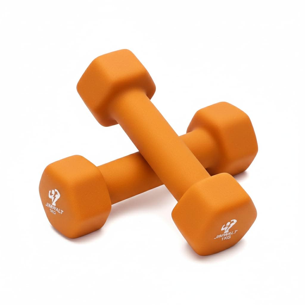 JIMWALT The Indian Made Premium Neoprene Dumbbells 0.5KG to 10KG Proudly Made in India (1+1=2 ORANGE)