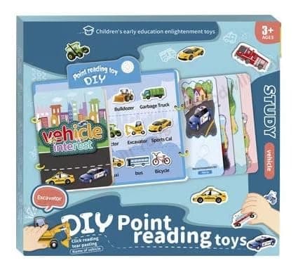 Goyal's Montessori Vehicle Theme DIY Point Reading Book | Educational Activity Puzzle, Matching Game & Learning Toy for Kids with Erasable Whiteboard on Back