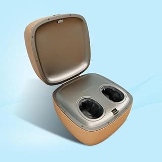 The Sleep Company Wave X Foot Massager with Ottoman | 18 Custom Massage Styles | Shiatsu Rolling & Kneading, Vibration & Heat | 2-in-1 Convertible Design | Lasts up to 10 Sessions| Suede Finish | Tan Leatherette