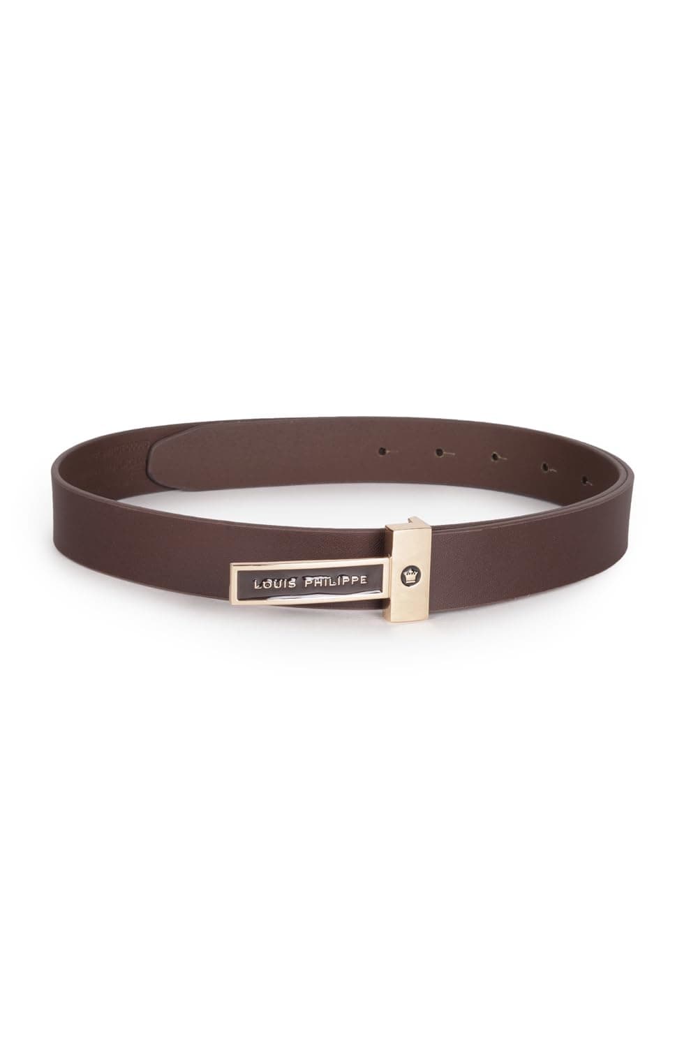 Louis Philippe Men's 100% Italian Leather Dual Tone Zinc Alloy Buckle Formal Profile Belt