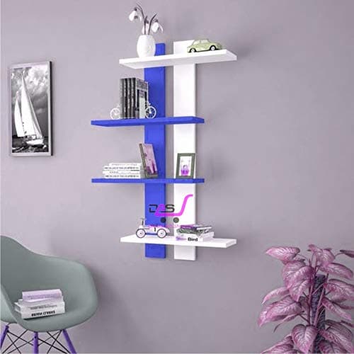 Dream Arts Shoppee Decorative Display Wooden Floating Wall Shelves for Living Room (Blue & White)