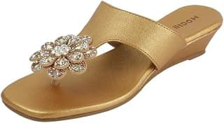 Mochi Women's Rhinestone Flower Embellishment Wedge Sandals