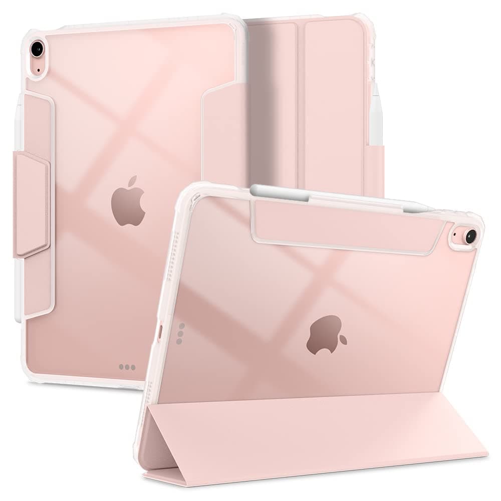 Spigen Flip case for iPad Air 11 inch M4 (2026), iPad Air 11 inch M3/M2 (2025-2024), 10.9 inch 5th/4th Gen (2022/2020), Transparent Back, Pencil Holder, Full Cover(Ultra Hybrid Pro) - Rose Gold