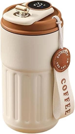 Coffee Mug with Smart Temperature LED Display Lid | Portable Reusable Coffee Mug Easy to Carry, Leak-Proof Flip Lid | Stylish Travel Tumbler for Office, Home, Travel & Daily Use
