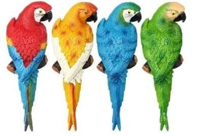 The Decorshed Wall Parrots for Garden Tree Decor, 4 Colors, Parrot for Garden, Home Decoration, Birds for Garden [ Multicolor : Pack of 4 ]
