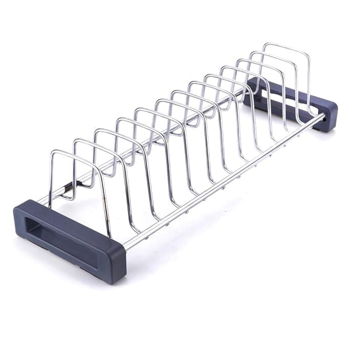 MBCARE Stainless Steel Dish Bakeware Rack - Space Saving Organizer for Kitchen Cabinets - Holds 10 Plates Drying Stand for Plates - Home & Kitchen Plate Organizer Rack