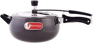 Wonderchef Taurus Hard Anodized Inner Lid Pressure cooker, 5 liter, Cool Touch Handles for Durability, Induction Friendly, Black, 5 year warranty, ISI Certified
