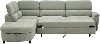 Royaloak Seattle American Corner Sofa with Pull-Out Bed, Fabric Upholstery, Pocket Springs Seat, Extra Large Seating, Multi-Angle Adjustable Headrest, Hidden Storage, Reversible Chaise Lounge