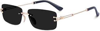 Dervin UV Protected Retro Rectangular Rimless Sunglasses for Men and Women