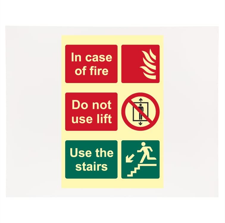 in case of fire do not use Lift use The Stairs Sign Sticker, Waterproof Sticker Signage