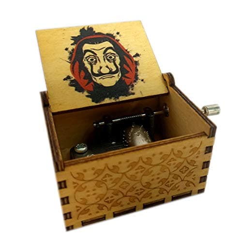 Zesta Money Heist Wooden Musical Box Gift | Vintage Music Crank Mini Collectible for Girlfriend, Boyfriend, Husband, Wife | Unique Musical Gifts for Music Lovers | Classic Wooden Box