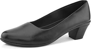 XE Looks Women's Closed-Toe Block Heel Formal Slip-On Shoes – Elegant & Comfortable Office Footwear