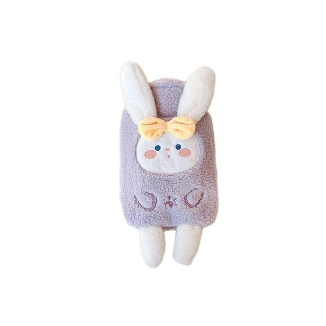 Mayatra’s Reusable Cartoon Plush‐Covered Hot Water Bottle – 1000 ML Rubber Heating Bag for Belly Warmth, Pain Relief, Foot Warmer & Bed Use – Cute Multicolor Cartoon Plush Cover (Purple)