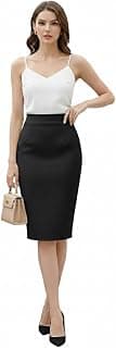 TRENDMALLS Women's Knee Length Formal Pencil Skirt with Elastic Waist Band