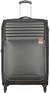 VIP Men's Soft Luggage 55 Cm Polyester Soft 4 Spinner Suitcase (Black, 59 Liters)