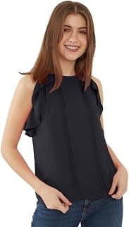 Zink London Women's Black Solid Sleeveless Top
