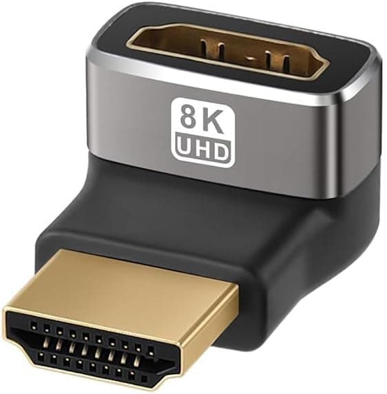 Tobo 8K HDMI Adapter 270 Degree 1 Pack, HDMI 2.1 Adapter Right Angle HDMI Connector Male to Female HDMI L Extender (Up Angle), Compatible with Monitor Laptop HDTV TD-1407CC