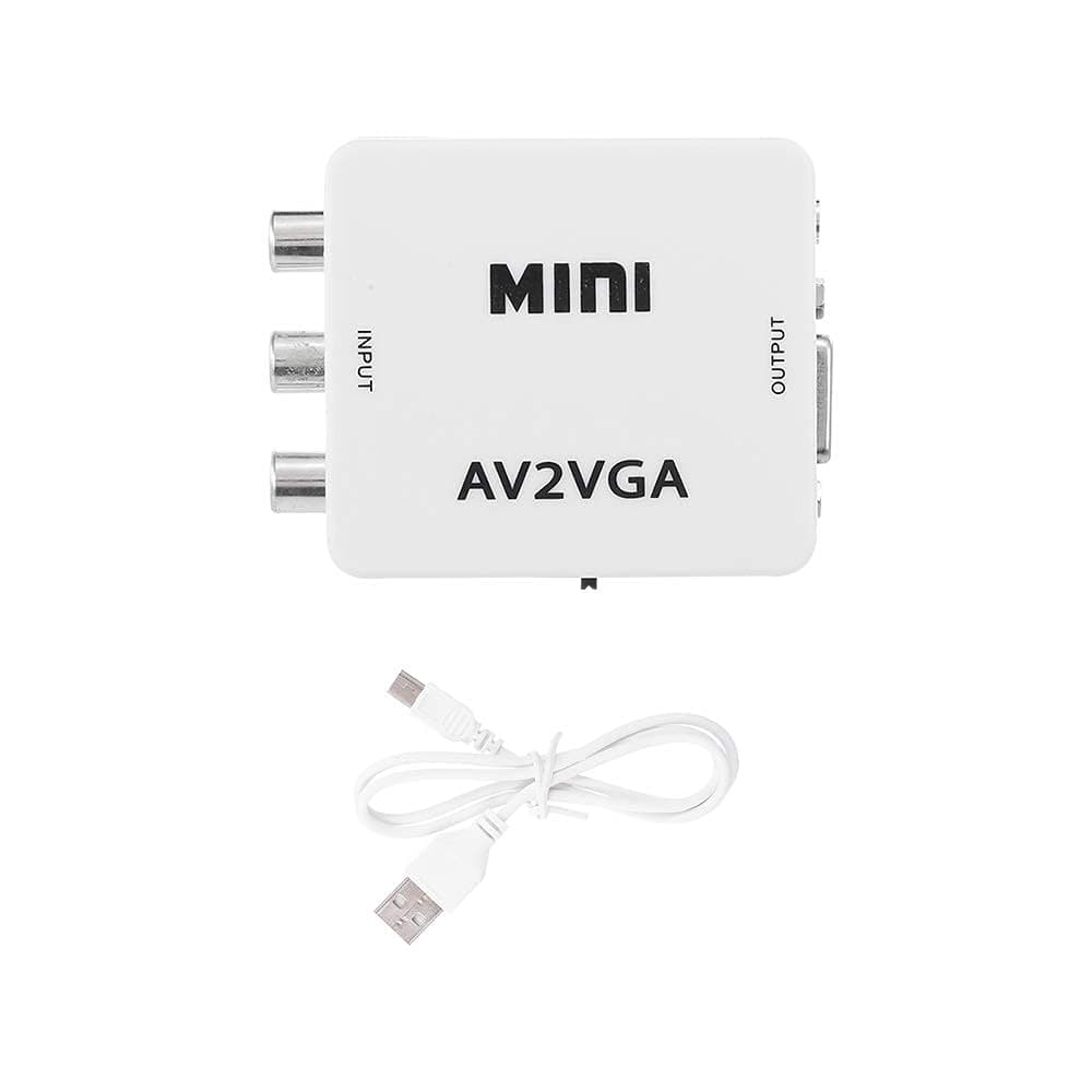 ETZIN Mini AV2VGA to Video Converter, Composite AV to VGA Adapter, TV Set-Top Box Audio Video Converter (White)