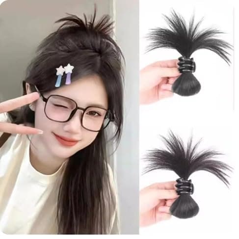 Miss Lirenn® 2 PCS Claw Clip Ponytail Extension Short Claw Clip Straight Wig Hair Clip High Ponytail Hair Accessories Synthetic Fake Ponytail for Women Girls(Black)