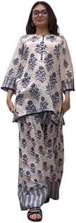 ANNI DESIGNER Cotton Blend Printed Straight Farshi Salwar Set for Women | Cotton Blend White | 3/4 Sleeve | Round Neck | Ethnic Wear Casual Wear