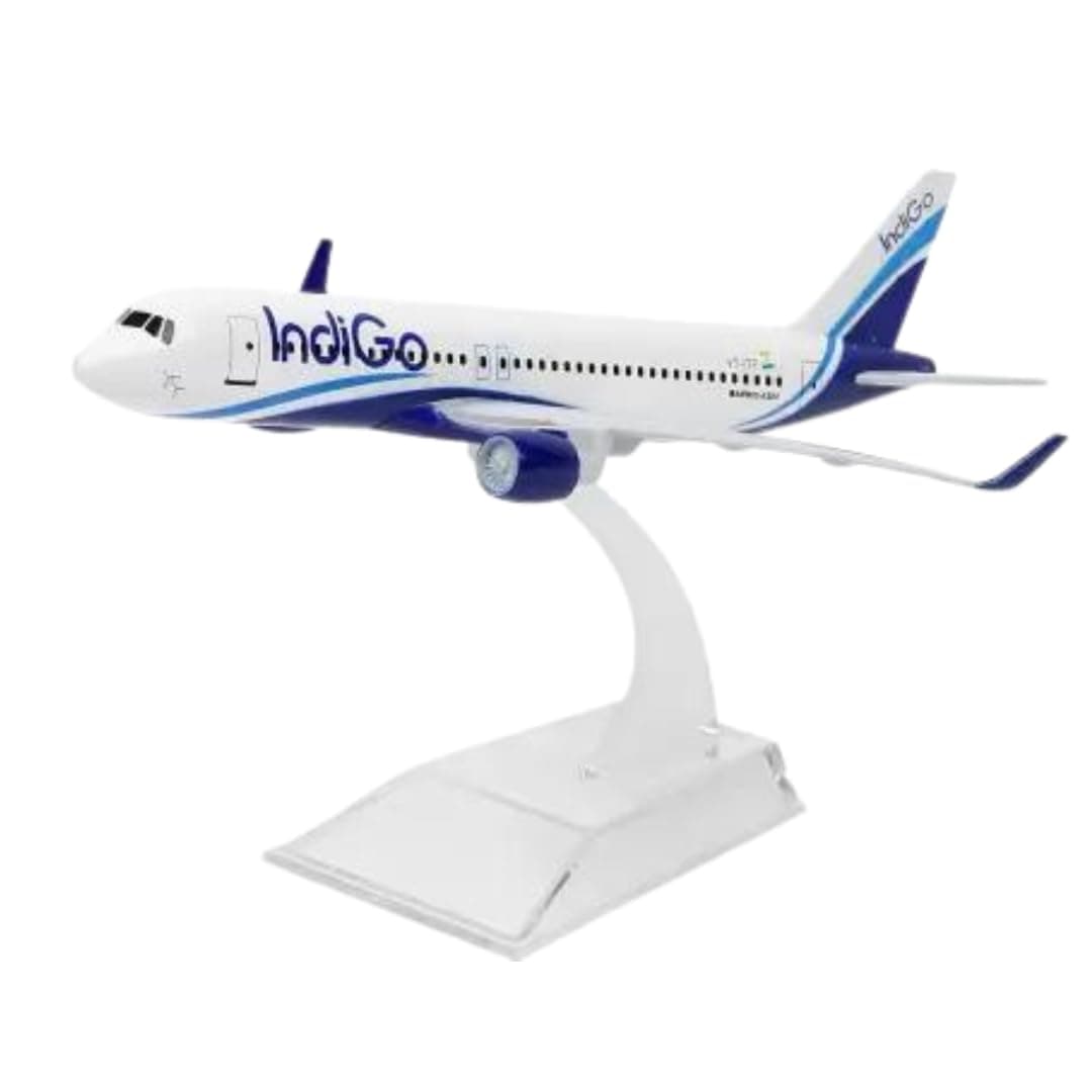 Sage Square 1:300 Indigo Aircraft Souvenir Model | Die-Cast Airplane | Detailed Miniature Plane Display Stand | Collectors, Aviation Enthusiasts & Decor | Metal Body, Gift for Plane Lovers (16cm)