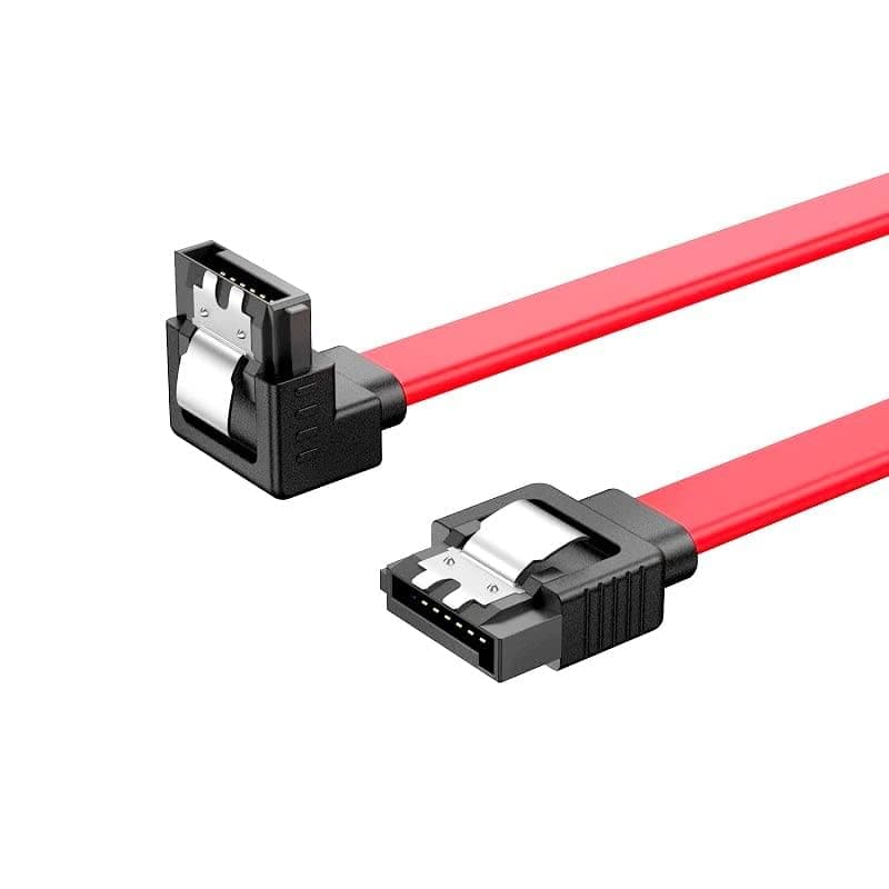 ETZIN SATA III Cable,90 Degree Right-Angle 18-inch SATA III 6.0 Gbps 7pin Female to Female Data Cable with Locking Latch, Red(Pack-of-1 90degree)