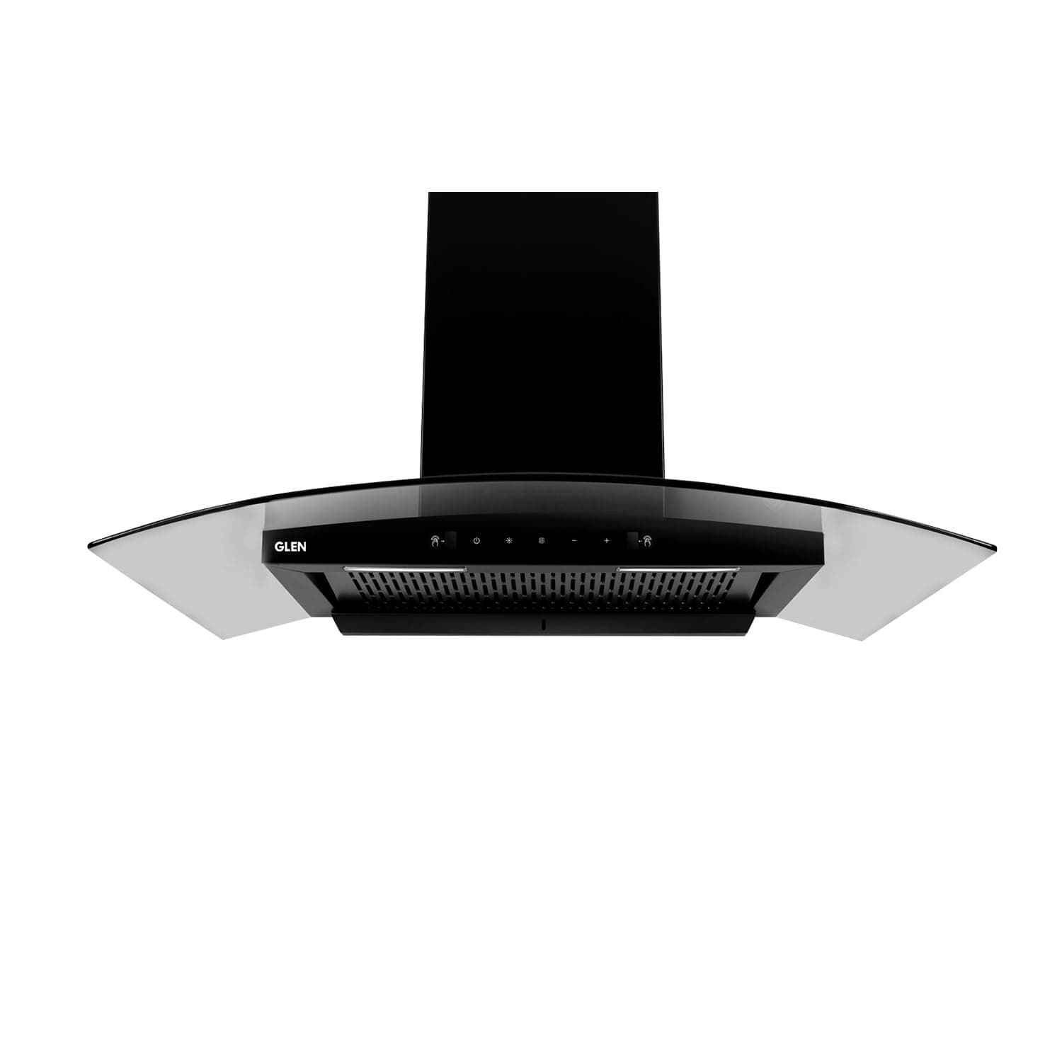 Glen Hood Senza Black Kitchen Chimney 90cm | 1200 m³/hr Suction Capacity | Filterless Thermal Auto Clean | Curved Glass Design | Touch & Gesture Control | 1-Year Comprehensive & 7-Year Motor Warranty