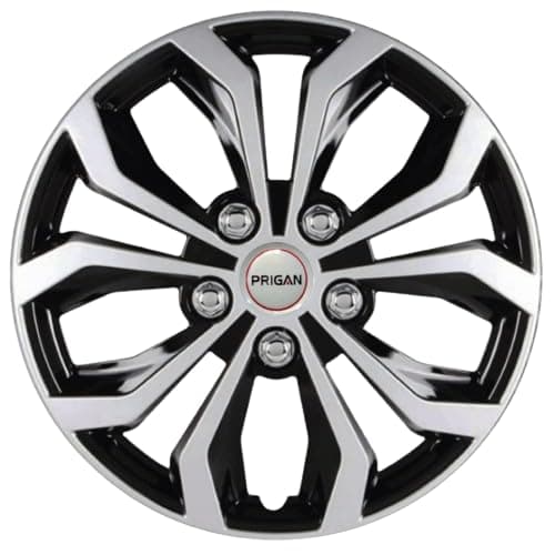 PRIGAN 15 Inch, Black Silver Wheel Cover (Available in 12,13,14,15,16,17 Inch) Wheel Cap Universal Model (Press Fitting) (Set of 4 Pcs) (Vision DC 15)