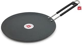 LAZYwindow® Induction Base Flat Iron Dosa and Roti Tawa with Insulated Handle, 25cm Diameter
