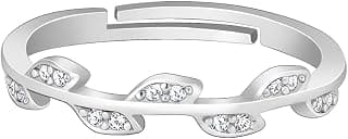 GIVA 925 Silver Zircon Vine Shine Ring, Adjustable | Gifts for Women and Girls | With Certificate of Authenticity and 925 Stamp | 6 Months Warranty