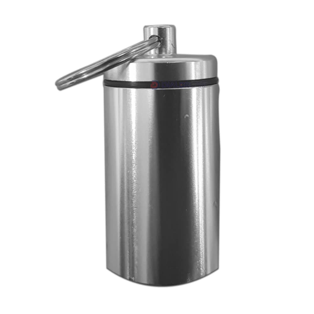 DIALDRCARE Keychain Pill Case Holder for Outdoor Travel Camping Daily Use (SILVER)