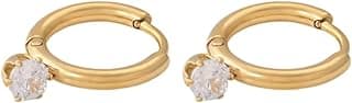 PALMONAS Athena Solitaire Hoop Earrings - Waterproof & Anti Tarnish Earrings | Durable, Lightweight, & Comfortable Jewellery for Women | Gift For Women & Girls
