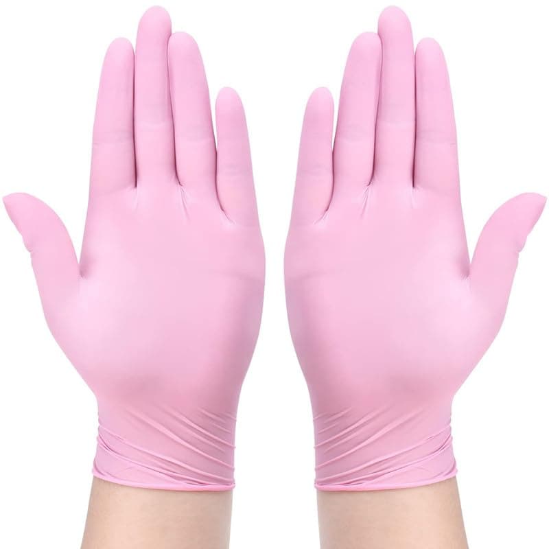 Zepham Powder Free Nitrile Hand Gloves Food Grade, Non Tearable, CE & FDA Approved (Box Of 50 Pieces), Made In Malaysia (Medium) Pink