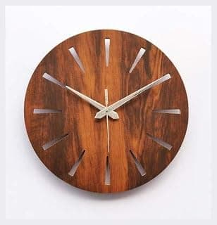 SS International Wooden MDF Wall Clock Round Fancy Antique Design Silent Battery Operated Ticking Movement Clock -No Frame for Home/Kitchen/Office/