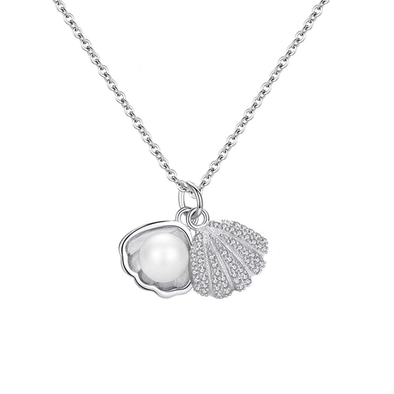 MEENAZ Silver pendant necklace for women Girls Ladies girlfriend Wife Moti Shell Pearl Necklace for woman stylish locket diamond ad cz Pendants chains western Valentine Gift Anti tarnish jewelry 78