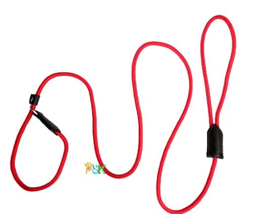 PSK PET MART Dog Show Leash Cord Type Nylon Leash with Adjustable Loop Training Leash 5 Feet (Red)