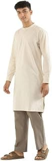 SAADAA Men's Long Kurta – Linen Cotton Blend, Airy Fabric, Regular Fit, Mandarin Collar, Solid Color – Casual, Festive & Ethnic Wear